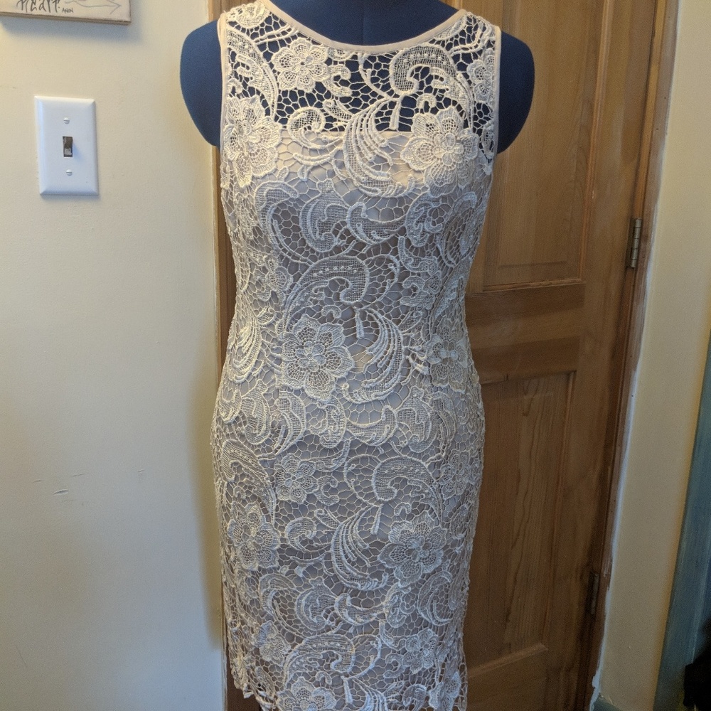 Cache Creme Lace Dress